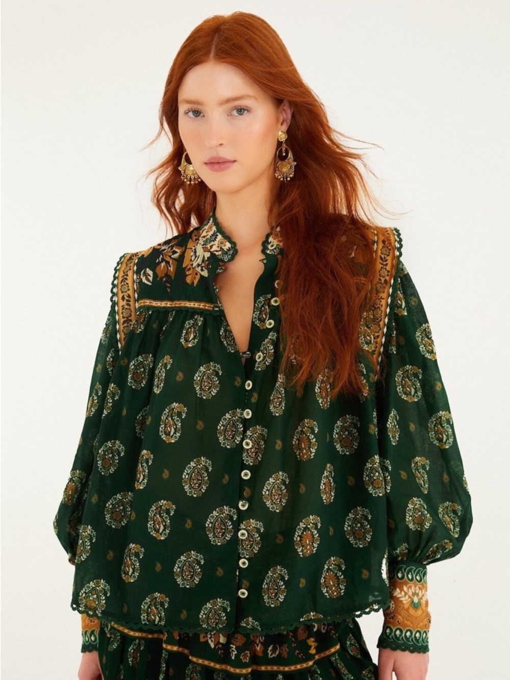 FARM Rio Tayla Green Blouse Size XXS NWT